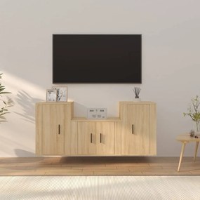 vidaXL Conjunto móveis de TV 3 pcs madeira processada carvalho sonoma