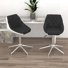 vidaXL Cadeiras jantar giratórias 2 pcs couro artificial preto/branco