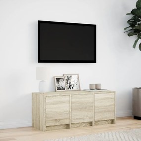Móvel de TV com luzes LED derivados de madeira carvalho sonoma