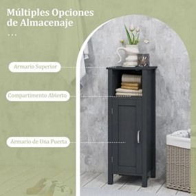 Armário para casa de banho com 3 prateleiras e porta  30 x 30 x 80 cm Preto