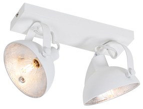 Luminária de teto industrial branca com prateado 2 luzes ajustáveis - Magnax Industrial