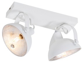 Candeeiro de teto industrial branco prata ajustável com 2 luzes - Magnax Industrial
