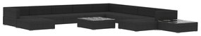 Conjunto lounge de jardim c/ almofadões 12 pcs vime PE preto