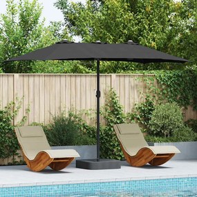 vidaXL Guarda-sol de Jardim Preto 385 x 209 x 244 cm tecido