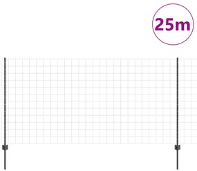 Cerca Euro com 22 Postes U Cinza 1,2x25 m Aço