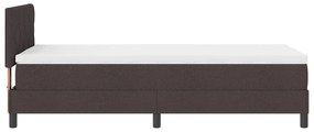 Cama Box com Colchão &amp; LED Marrom Escuro 90x200 cm Tecido