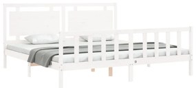 Estrutura de cama com cabeceira 180x200cm madeira maciça branco