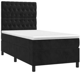 Cama box spring c/ colchão/LED 80x200 cm veludo preto