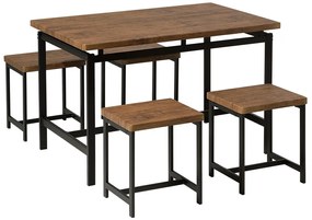 Conjunto de jantar com 4 bancos e mesa casatanho e preto ARLINGTON Beliani