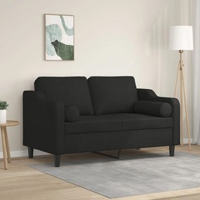 Sofá 2 lugares + almofadas decorativas 120 cm tecido preto