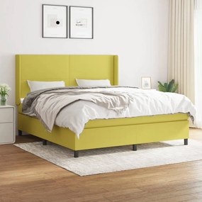 vidaXL Cama com molas/colchão 180x200 cm tecido verde