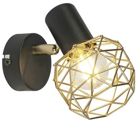 Foco design preto/ouro 1-luz - MESH Moderno,Design
