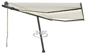 vidaXL Toldo automático com LED e sensor de vento 400x300 cm cor creme