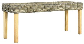 vidaXL Banco 110cm vime Kubu natural e madeira maciça de mogno