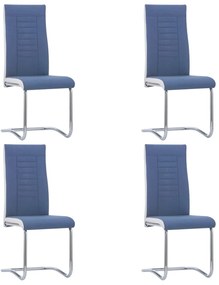 vidaXL Cadeiras de jantar cantilever 4 pcs tecido azul
