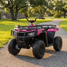 Moto 4 eletrica Crianças ATV WOLF 24V 4x4, 4 motores 200W, Rodas de espuma EVA, Assento Couro ecológico Rosa
