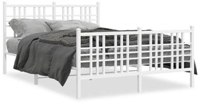 vidaXL Estrutura de cama com cabeceira e pés 140x190 cm metal branco