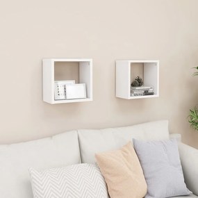 Prateleiras de parede em forma de cubo 2 pcs 26x15x26 cm branco
