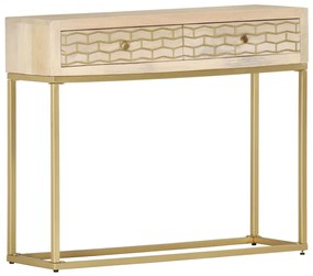 Mesa consola 90x30x75 cm madeira de mangueira maciça dourado