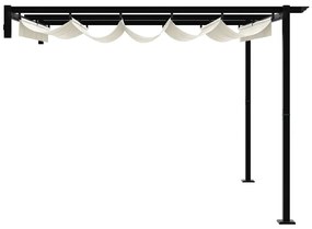 Gazebo Montado na Parede Creme 3 x 3 m Aço