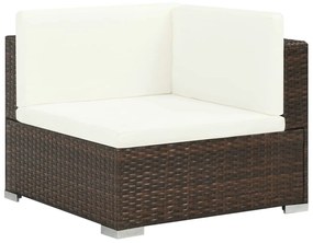 8 pcs conjunto lounge jardim c/ almofadões vime PE castanho