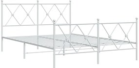 Estrutura de cama com cabeceira e pés 140x190 cm metal branco