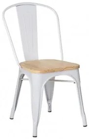 Cadeira LIX Empilhável de Madeira Branco & Madeira Natural - Sklum