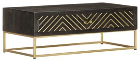 Mesa de centro 90x50x35 cm mangueira maciça preto e dourado