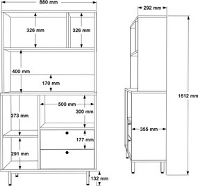 Armário Alto de Cozinha "Toledo" - Carvalho e Antracite- 88x161.2x35.5