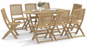 vidaXL 9 pcs conjunto de jantar para jardim madeira de acácia maciça