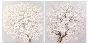 Pintura DKD Home Decor Tela Floral (2 pcs) (100 x 3 x 100 cm)