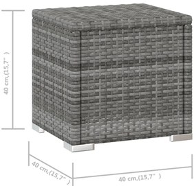 Espreguiçadeira com almofadão e mesa de centro vime PE cinzento