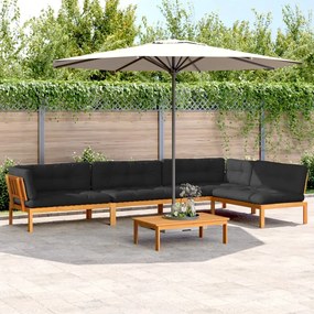 vidaXL 5 pcs móveis de paletes p/ jardim com almofadões acácia maciça