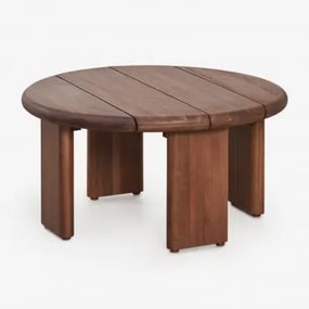 Mesa Auxiliar Para Jardim Redonda Ø70 Cm Em Madeira De Acácia Famara Castanho Acácia - Sklum