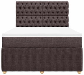 Cama com molas/colchão 140x200 cm tecido castanho-escuro