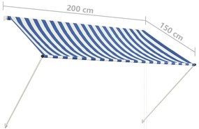 Toldo retrátil 200x150 cm azul e branco