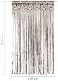 Cortina em macramé 140x240 cm algodão cinzento-acastanhado