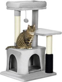 Arranhador para gatos, para trepar com arranhador, altura 85 cm, cinzento claro