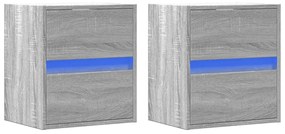 Móveis de parede para TV com luzes LED 2 pcs cinzento sonoma