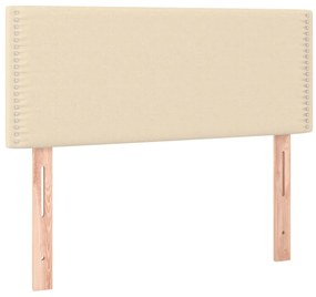 Cama box spring c/ colchão e LED 90x190 cm tecido cor creme