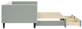 Sofá-cama c/ gavetão e gavetas 90x200 cm veludo cinzento-claro