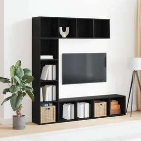 Estantes 3 pcs Carvalho Preto 36x30x143 cm Madeira engenheirada