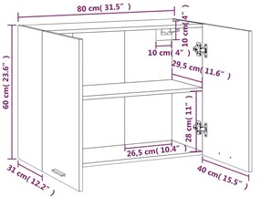 Armário suspenso “Lyon” 80x31x60 cm cinzento sonoma