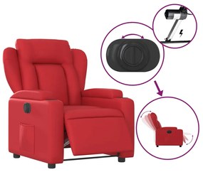 Poltrona reclinável elétrica couro artificial vermelho