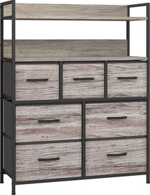 HOMCOM Cômoda 7 Gavetas em Tecido com Prateleiras Abertas 79x29x101 cm Cinza | Aosom Portugal