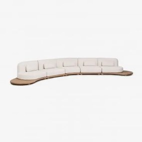 Sofá Modular Curvo De Jardim De 5 Peças Em Madeira De Acácia Gerard Marrom Acácia Claro - Sklum