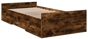 Estrutura de cama c/ gavetas derivados madeira carvalho fumado