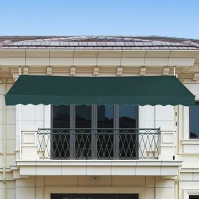 Toldo 400 cm telescópico e retrátil resistente aos raios UV impermeável com manivela altura regulável para janela varanda jardim Verde