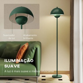 Candeeiro de Pé Moderno com Ecrã em Forma de Taça Refletora de Luz Interruptor de Pé Suporte E27 sem Lâmpada Ø35x155 cm Verde