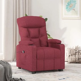 vidaXL Poltrona elétrica reclinável tecido vermelho tinto